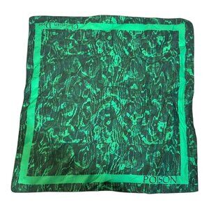 Vintage Christian Dior Collab W/ Poison Perfume Scarf Green Black Abstract 13"